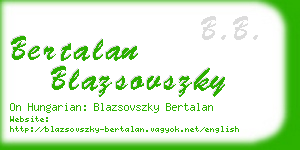 bertalan blazsovszky business card